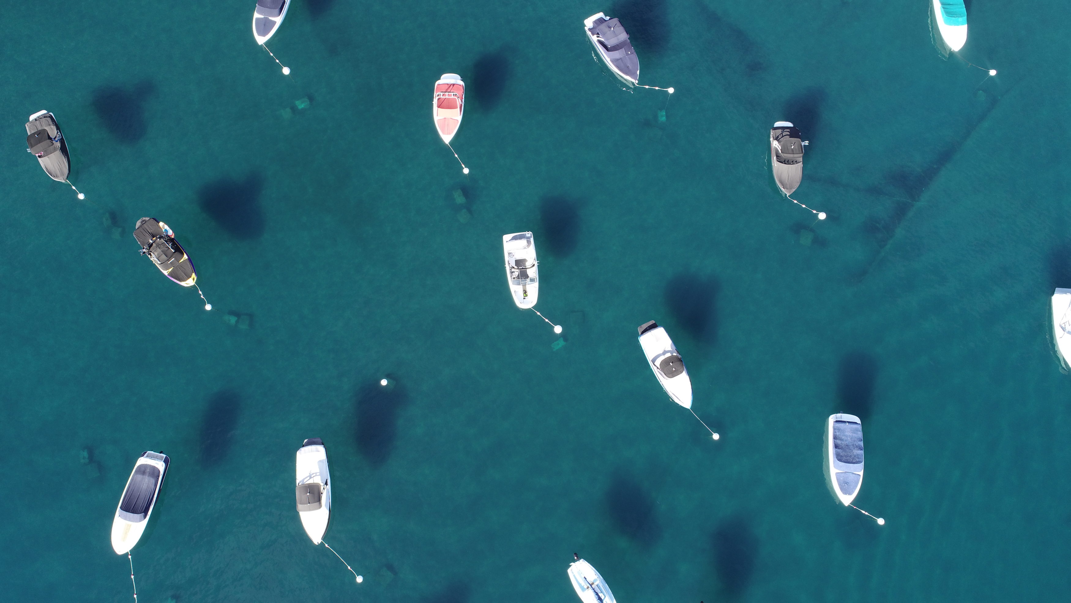 drone photo of boats on buoy at Homewood High and Dry Marina