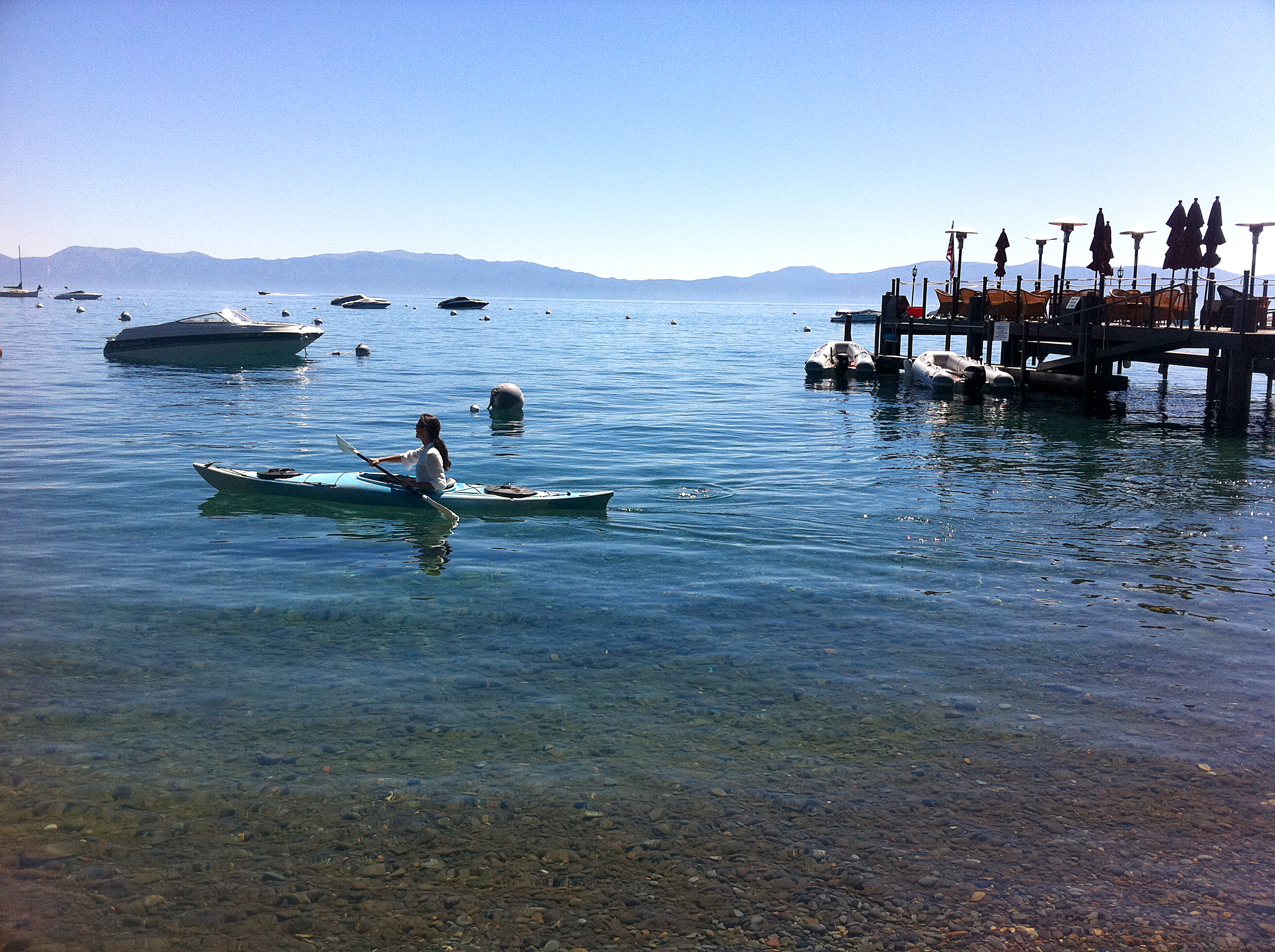 Kayaking Lake Tahoe clear water